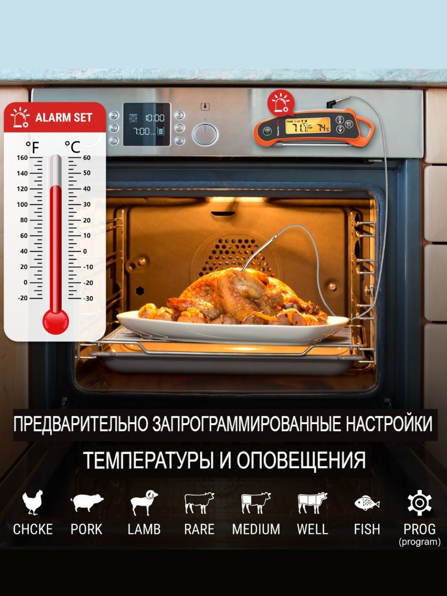 Кухонный цифровой термометр с щупом, ThermoPro TP710