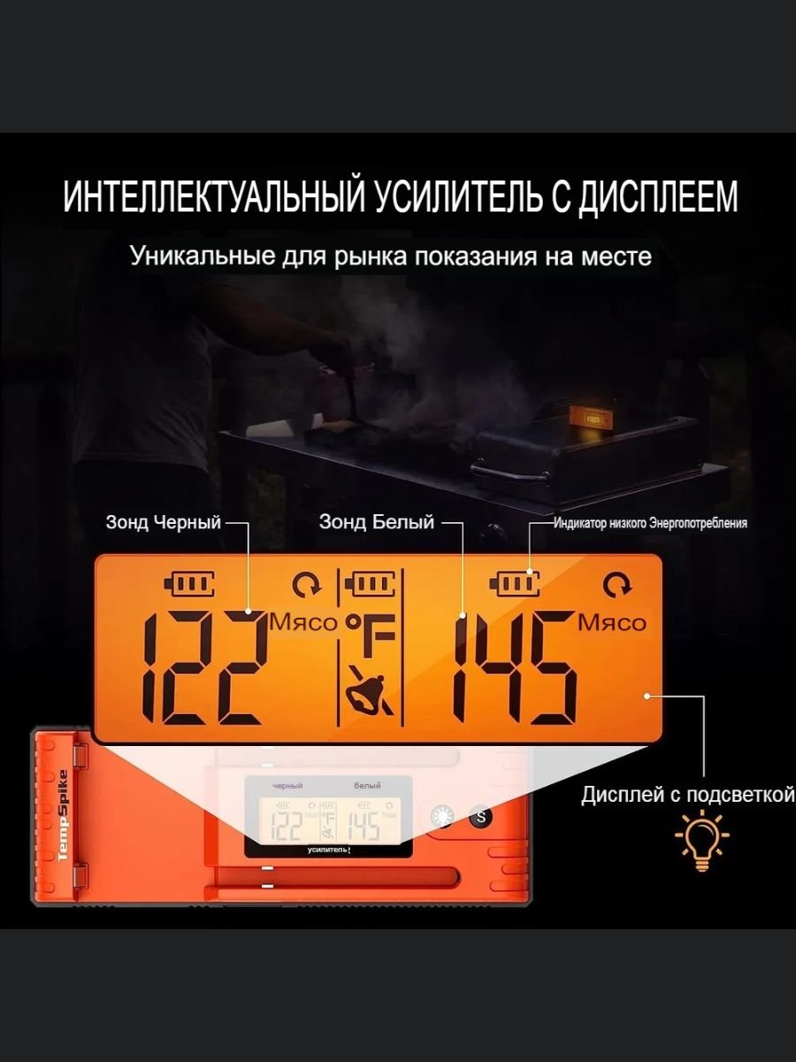 Цифровой кухонный термометр с 2 щупами, беспроводной ThermoPro, TP962