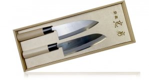 Набор из 2-х кухонных ножей Tadafusa (для рыбы и сантоку), рукоять дерево setB