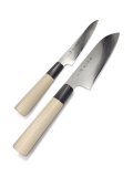 Набор из 2-х кухонных ножей Tojiro (сантоку и универсальный), рукоять дерево GX-201